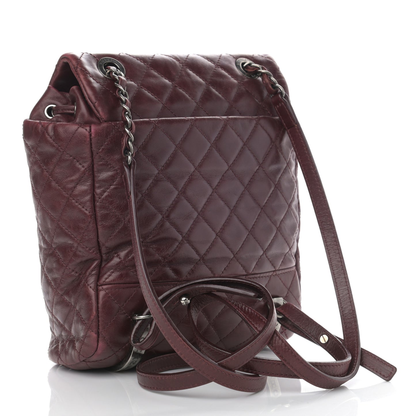 Glazed Calfskin Quilted Small Salzburg Backpack Burgundy