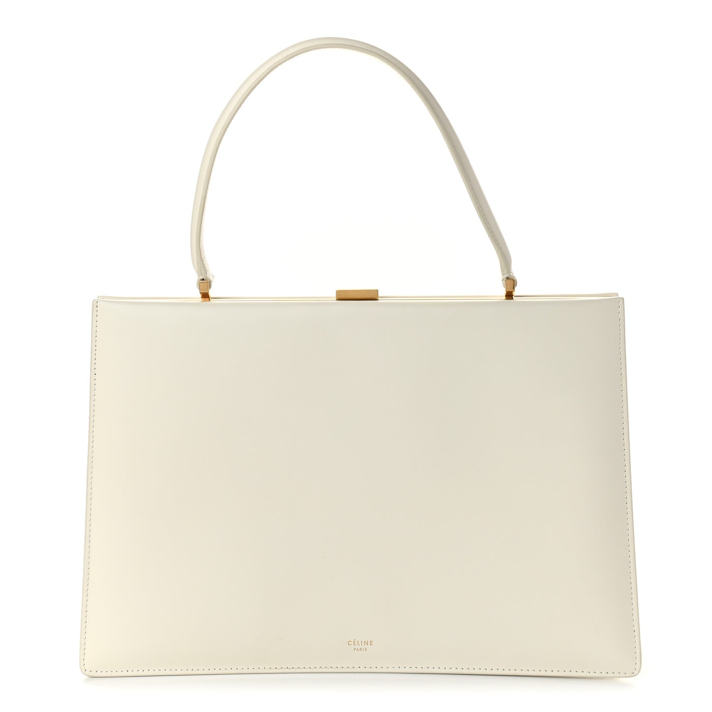 Box Calfskin Medium Clasp Bag White
