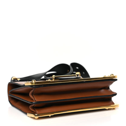 Prada City Calfskin Saffiano Cahier Bag Caramel Black 4 of 8