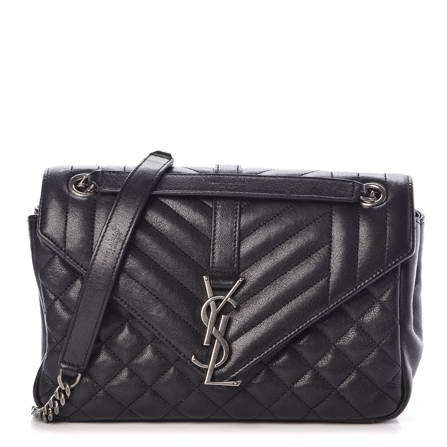 Saint Laurent Sheepskin Tri-Quilt Monogram Medium College Bag Black 1 of 10