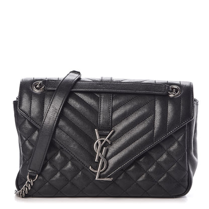 Saint Laurent Sheepskin Tri-Quilt Monogram Medium College Bag Black 1 of 10