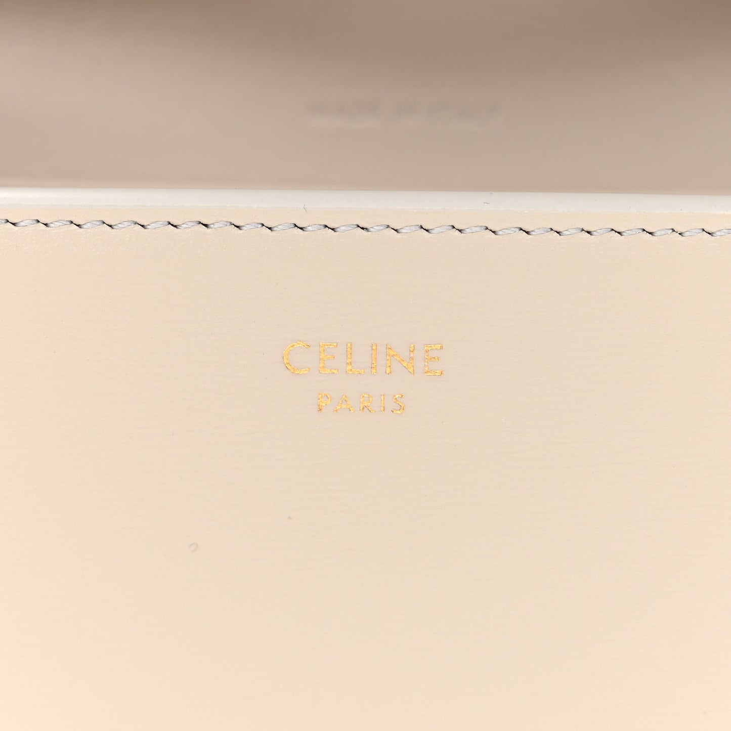 Shiny Calfskin Triomphe Margo Wallet on Chain Light Stone