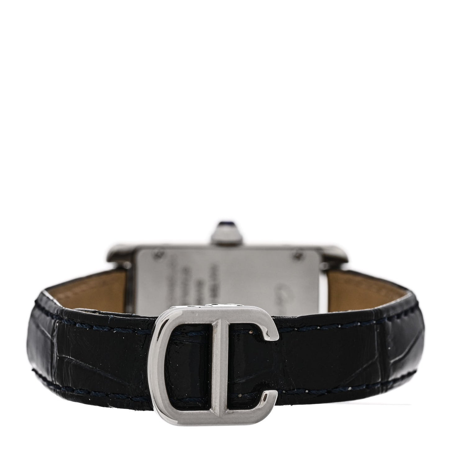 Stainless Steel Alligator 19mm Tank Americaine Quartz Watch Blue