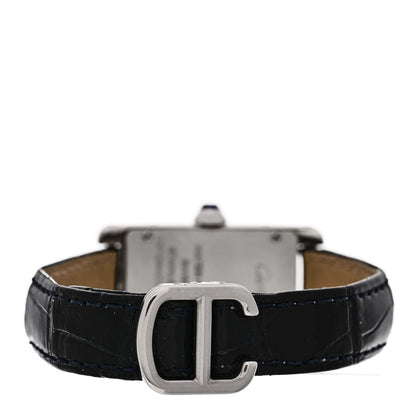 Cartier Stainless Steel Alligator 19mm Tank Americaine Quartz Watch Blue 3 of 6