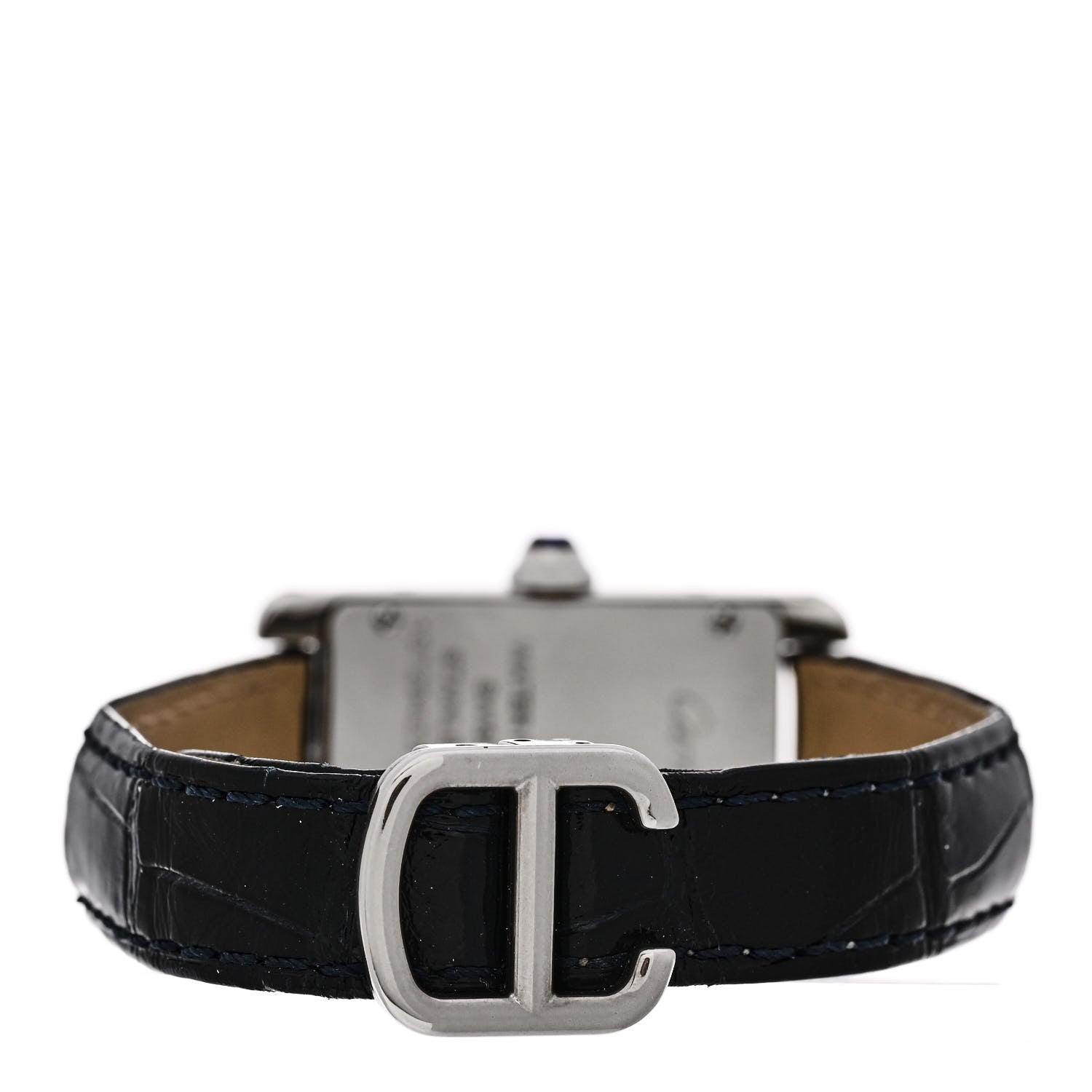 Cartier Stainless Steel Alligator 19mm Tank Americaine Quartz Watch Blue 3 of 6