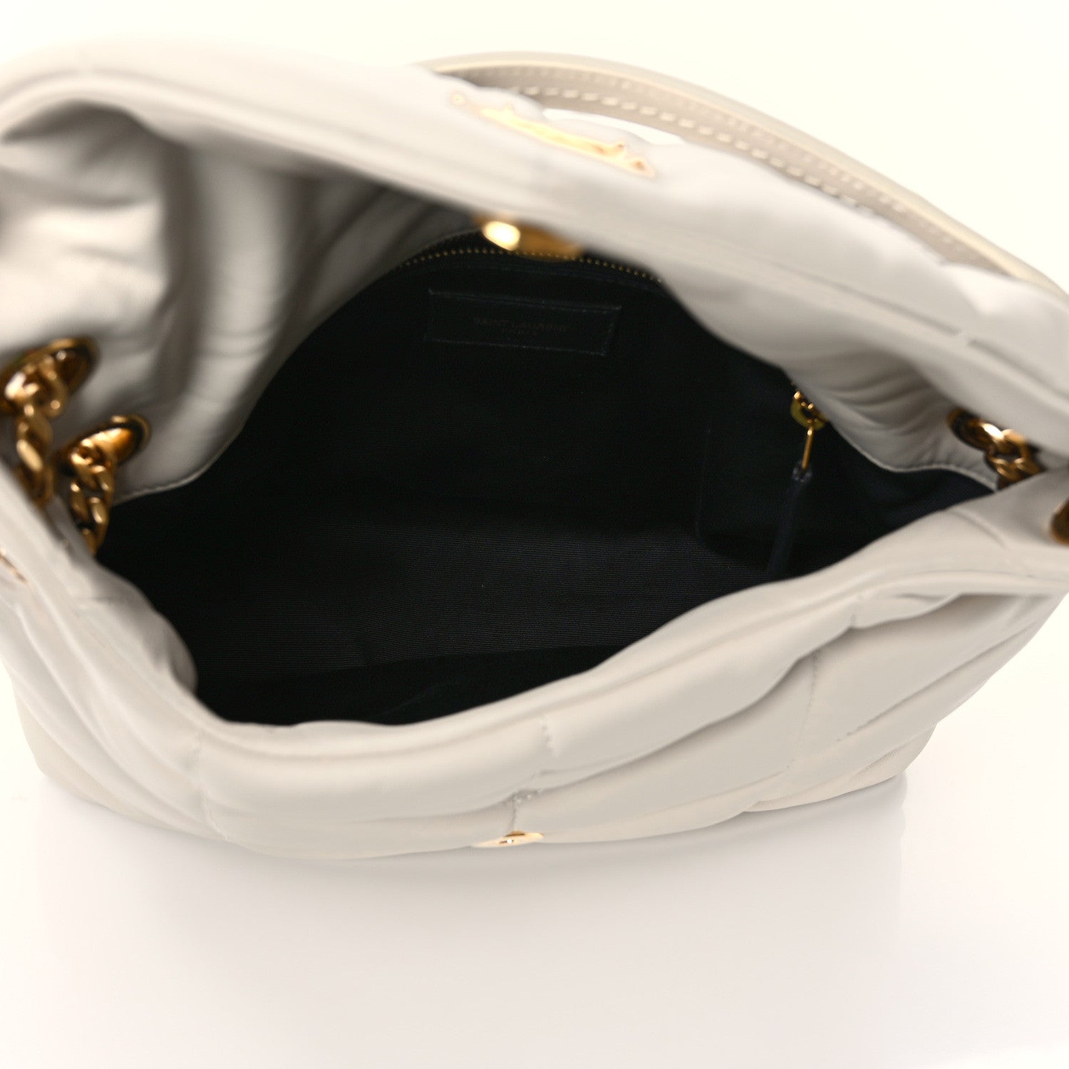 Saint Laurent Lambskin Quilted Small Loulou Puffer Monogram Chain Satchel Crema Soft 5 of 12