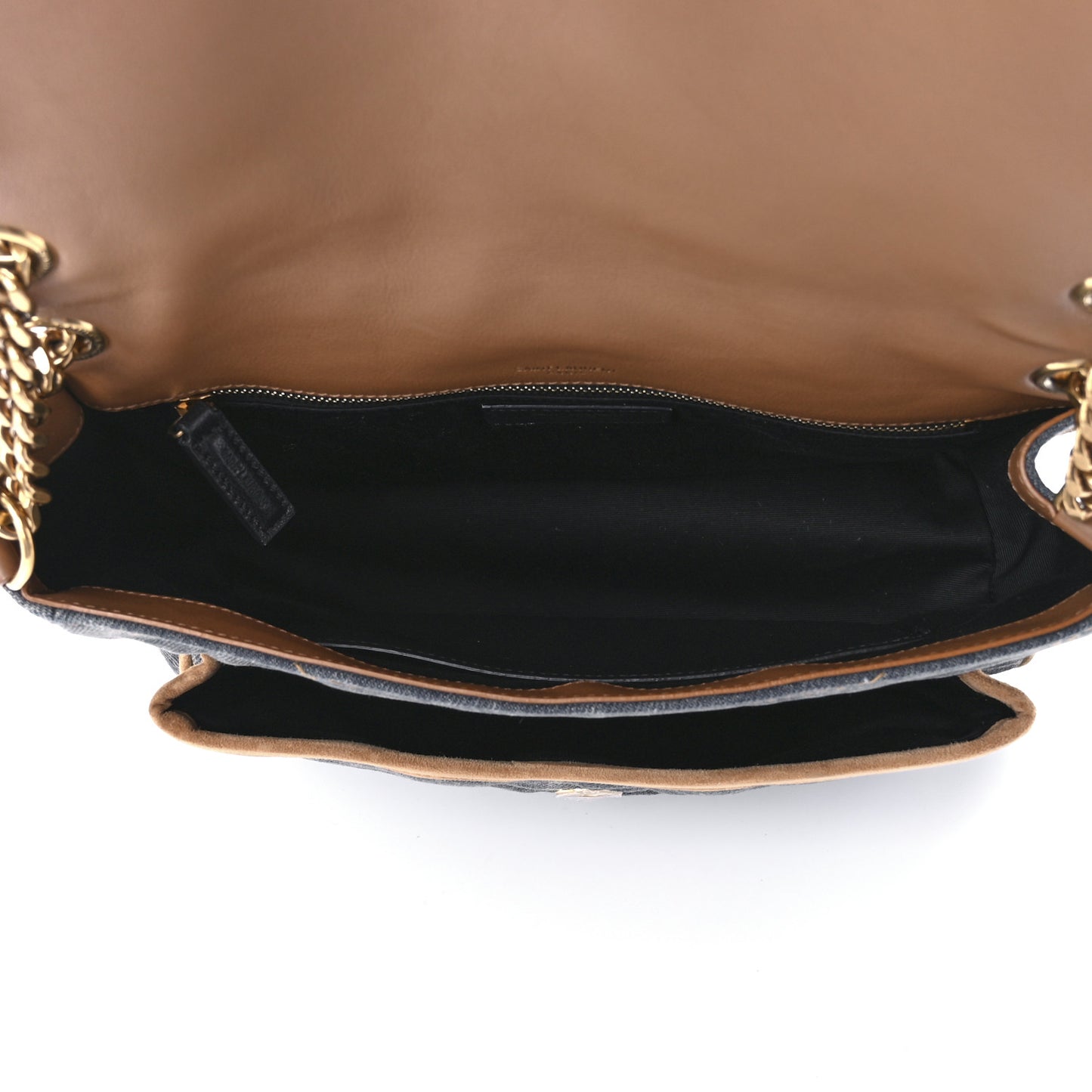 Denim Suede Monogram Medium Niki Chain Satchel Blue Cinnamon