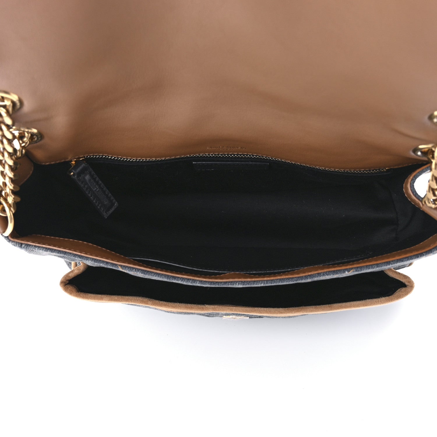 Saint Laurent Denim Suede Monogram Medium Niki Chain Satchel Blue Cinnamon 4 of 13