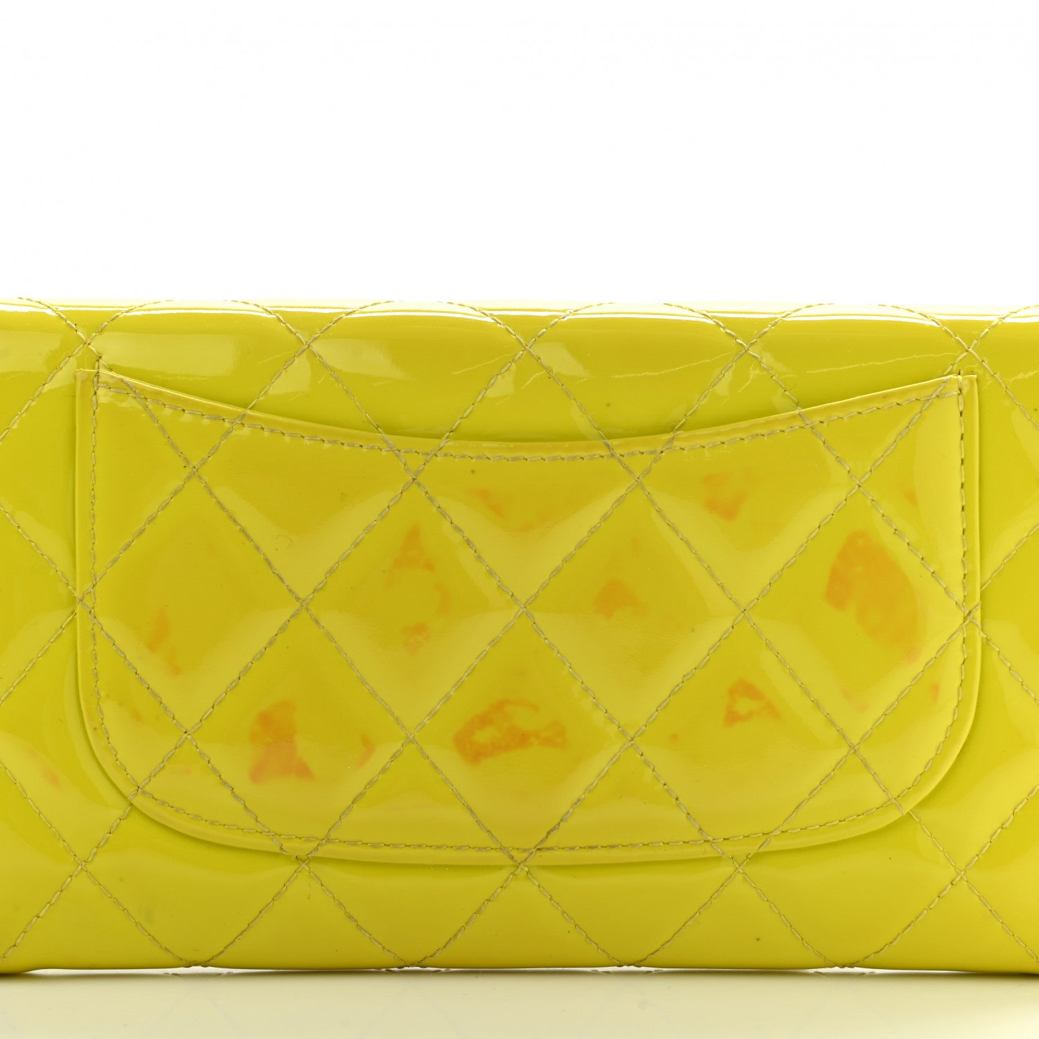 Chanel Patent Quilted Large Gusset Flap Wallet Yellow 15 of 15