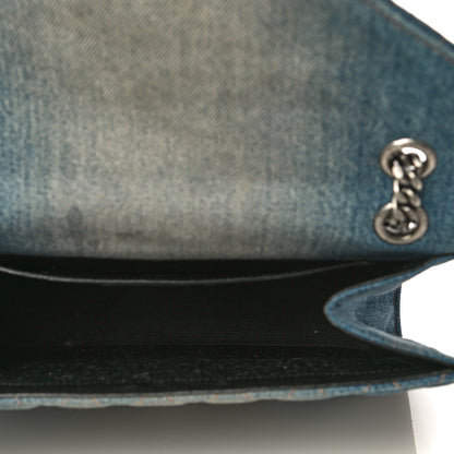 Saint Laurent Denim Mixed Matelasse Triquilt Medium Monogram Envelope Satchel Blue 4 of 15