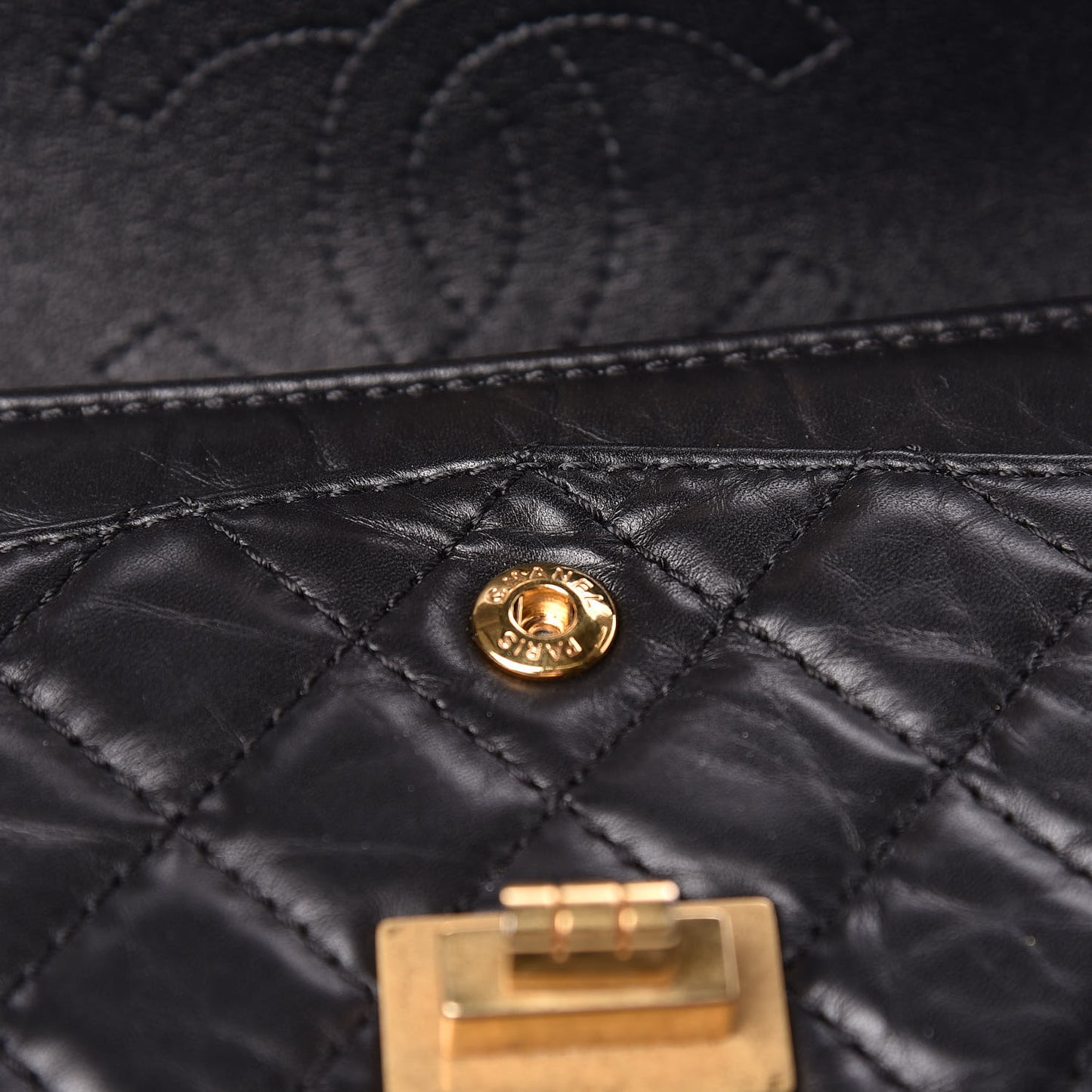 Aged Calfskin Quilted 2.55 Reissue 224 Flap Black