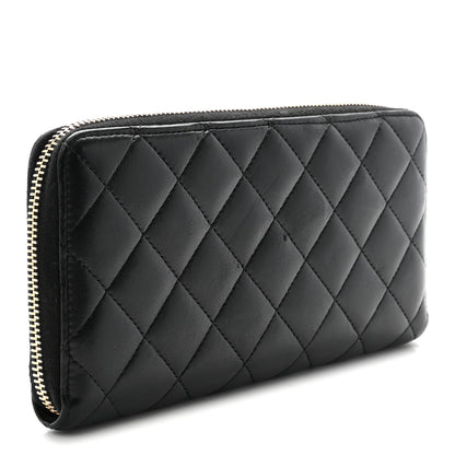 Chanel Lambskin Quilted Large Gusset Zip Around Wallet Black 3 of 8