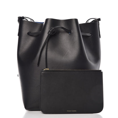 Mansur Gavriel Vegetable Tanned Calfskin Bucket Bag Black Royal 3 of 11