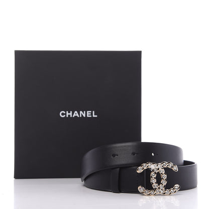 Chanel Calfskin Crystal Pearls Coronation CC Belt 90 36 Black 9 of 9