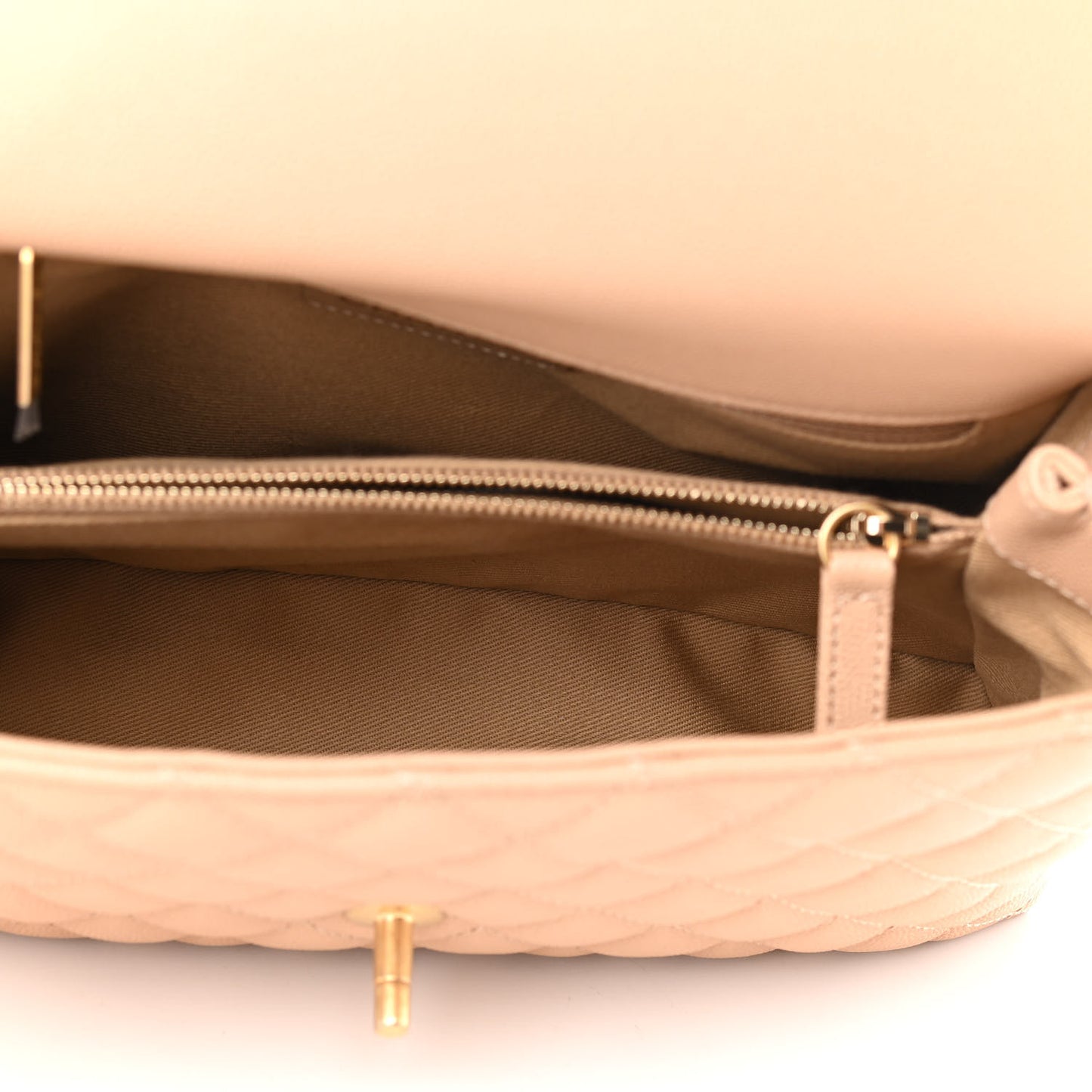 Caviar Lizard Embossed Quilted Small Coco Handle Flap Beige