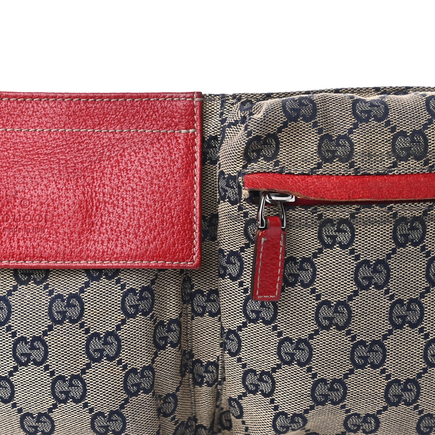 GG Monogram Web Double Pocket Belt Bag Navy Red