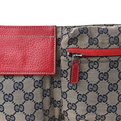 Gucci GG Monogram Web Double Pocket Belt Bag Navy Red 9 of 10