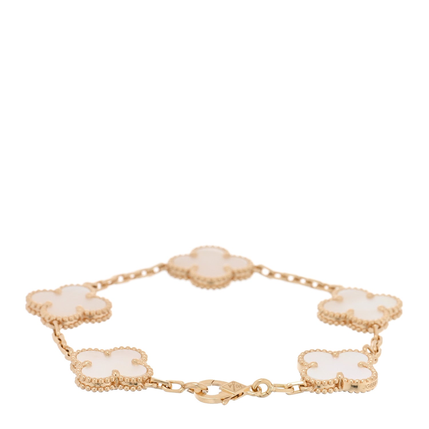 Van Cleef & Arpels 18K Yellow Gold Mother of Pearl 5 Motifs Vintage Alhambra Bracelet 2 of 4