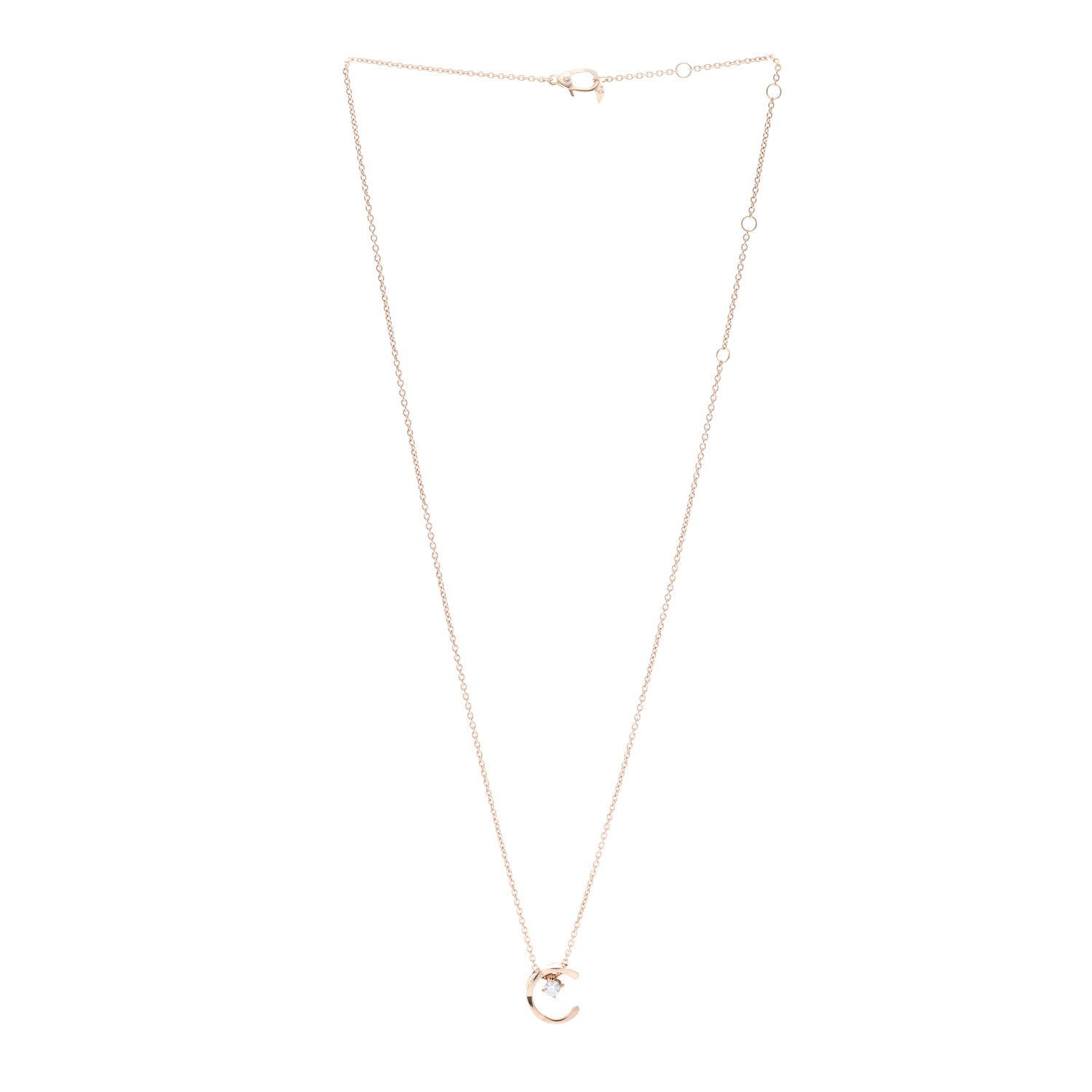 Chanel 18K Beige Gold Diamond Coco Crush C Necklace 3 of 6