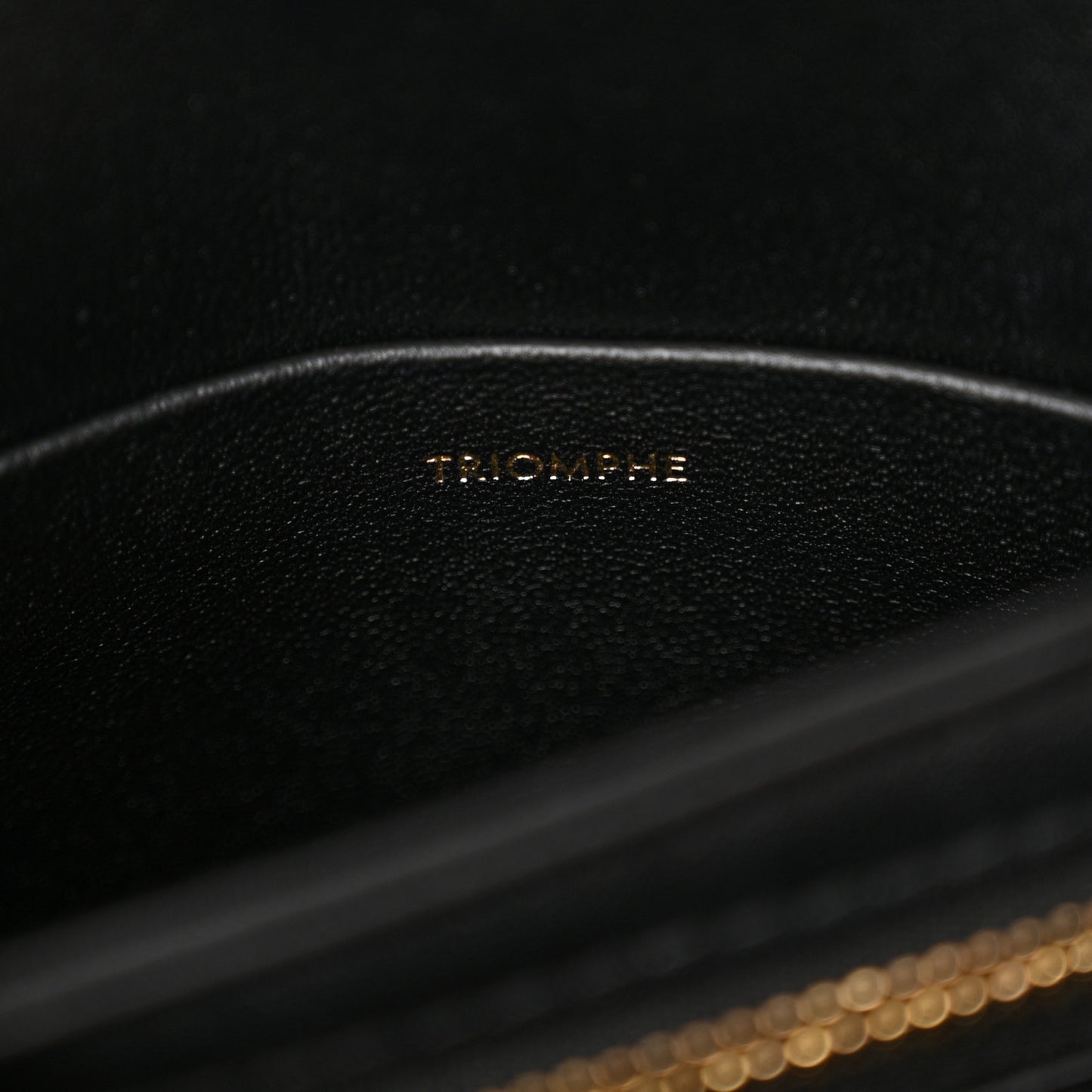 Shiny Calfskin Besace Clea Chain Triomphe Black