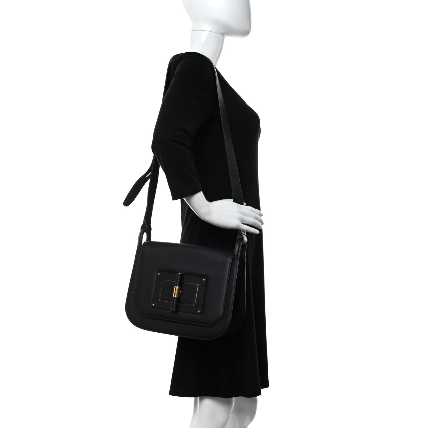 Calfskin Natalia Shoulder Bag Black