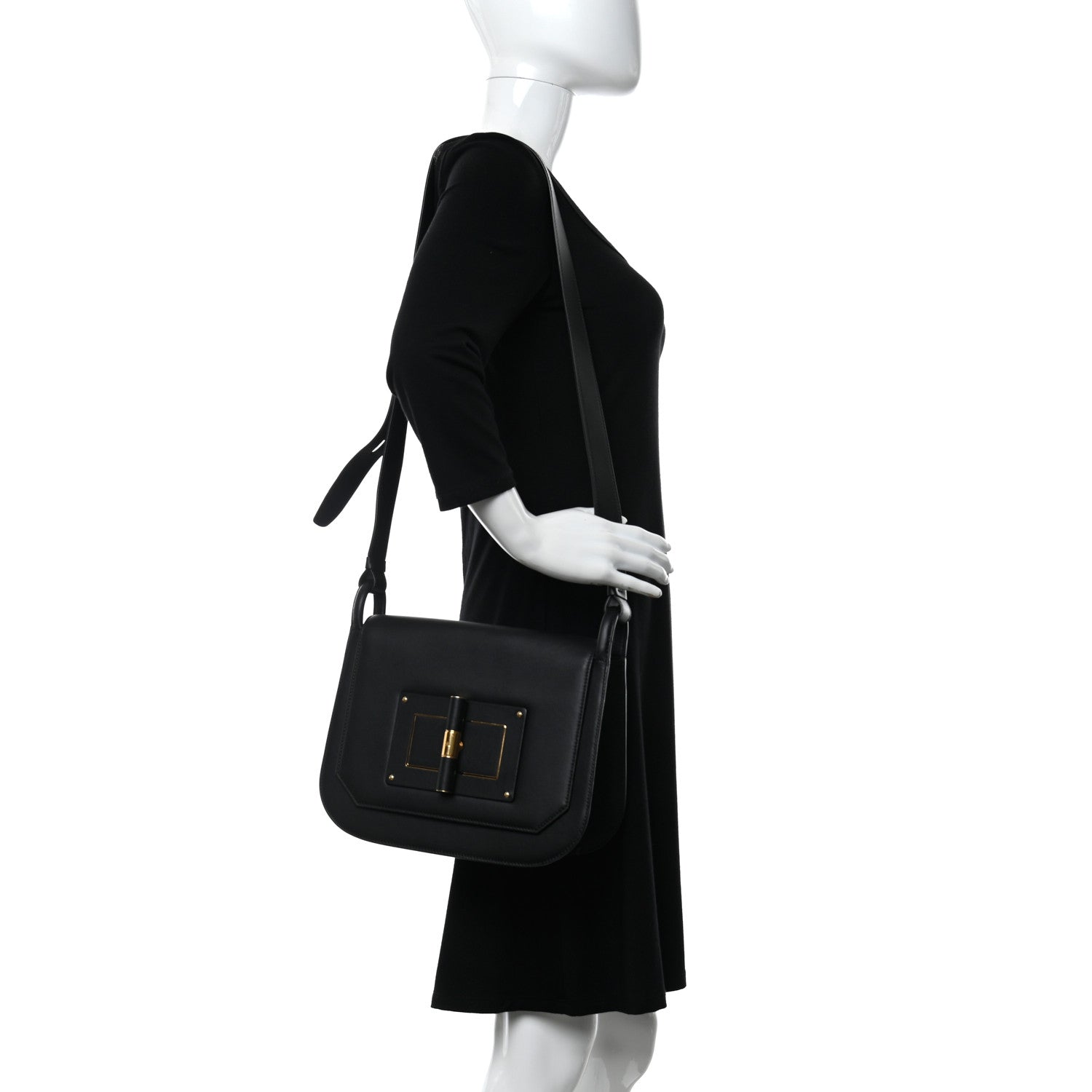 Tom Ford Calfskin Natalia Shoulder Bag Black 2 of 13