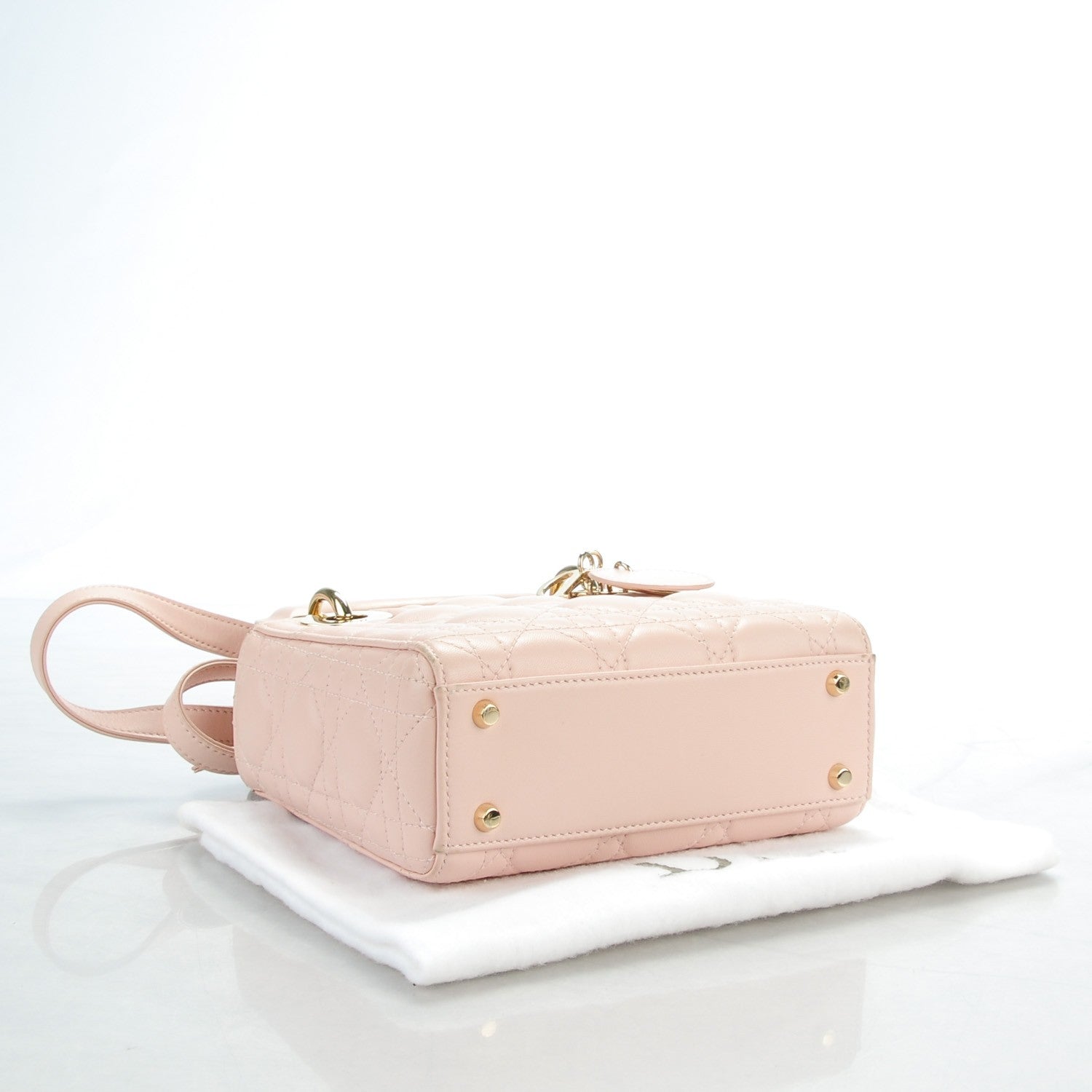 Christian Dior Lambskin Cannage Mini Lady Dior Rose Poudre 4 of 9