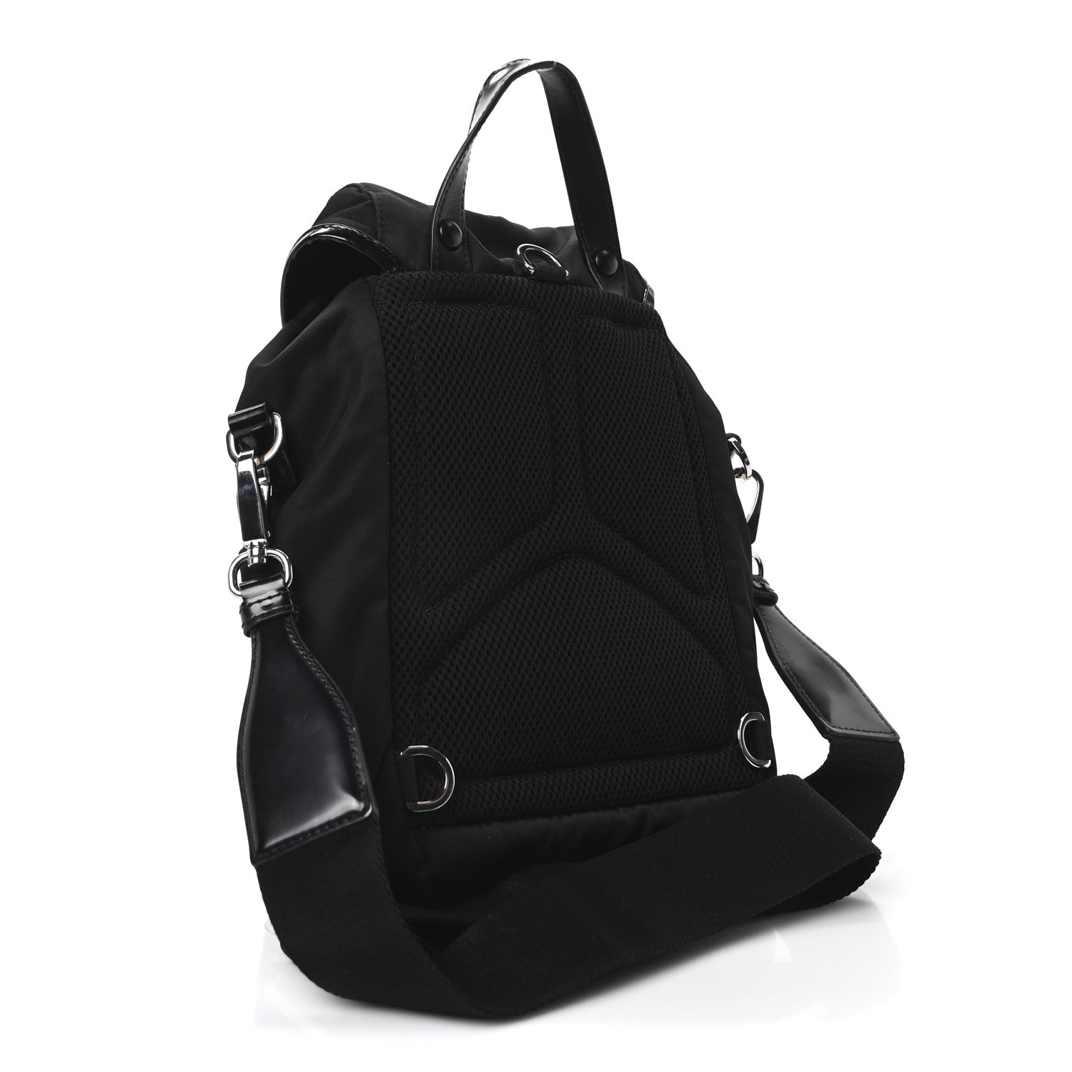 Prada Nylon Brushed Calfskin Mini Sling Backpack  Black 3 of 10