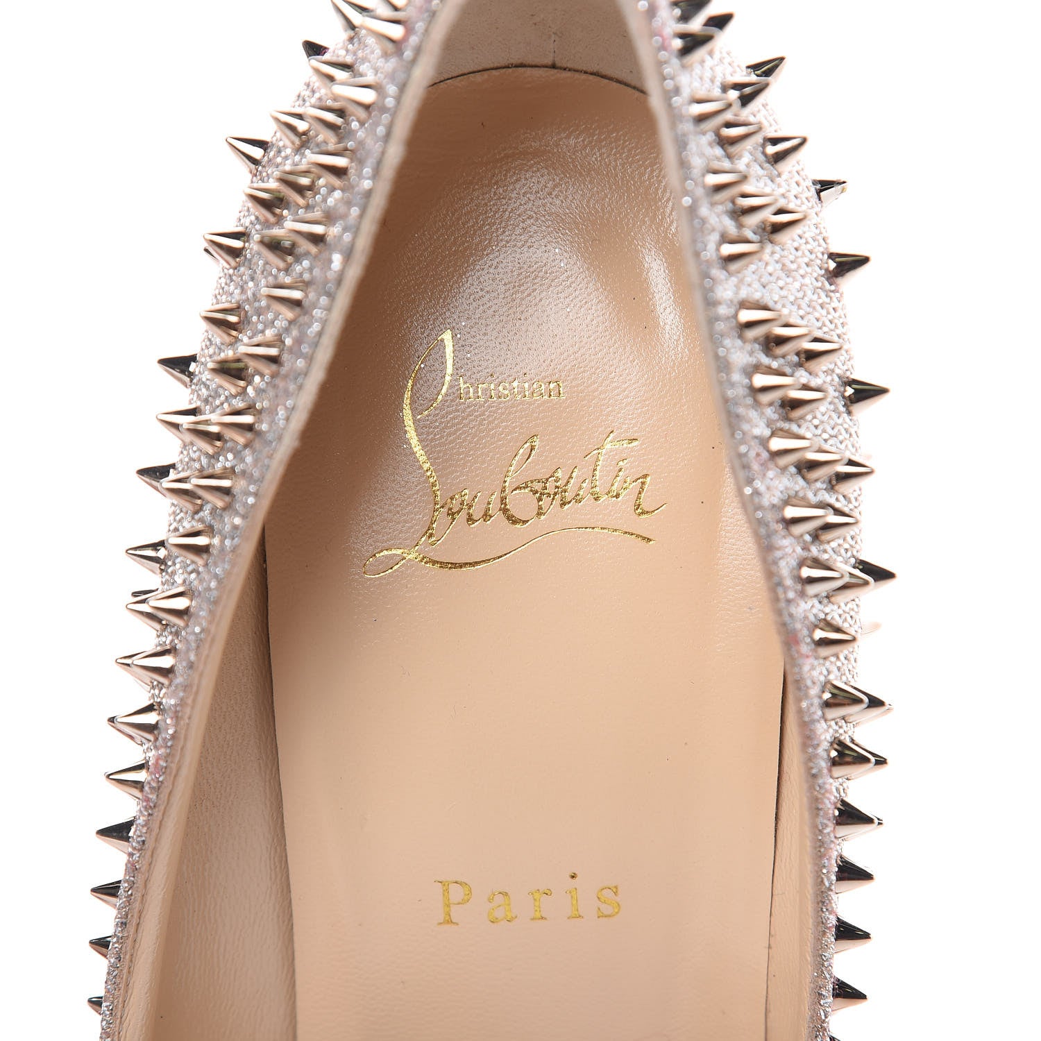 Christian Louboutin Glitter Studded Escarpic 100 Pumps 40 Colombe Metal 7 of 9