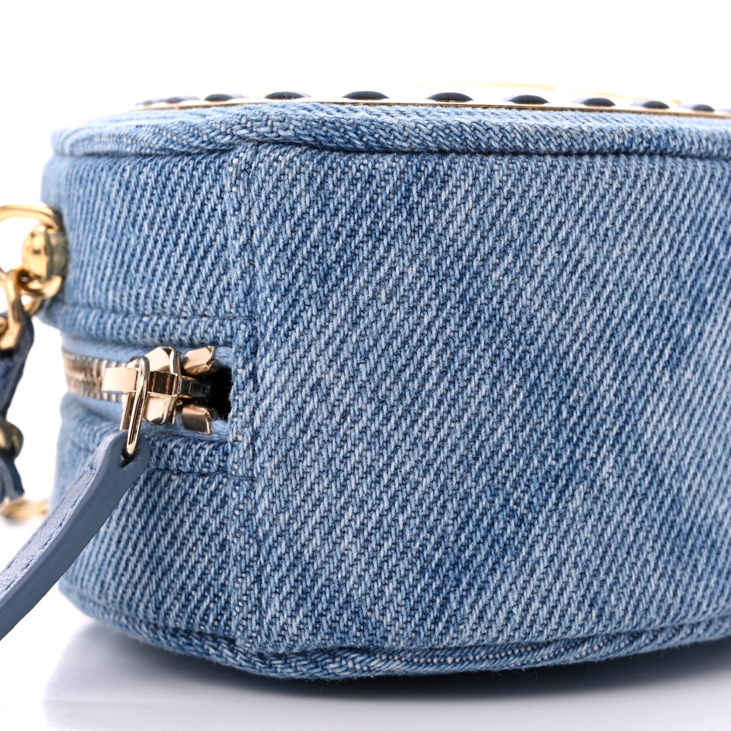 Chanel Denim Printed Chain Clutch Dark Blue 9 of 11