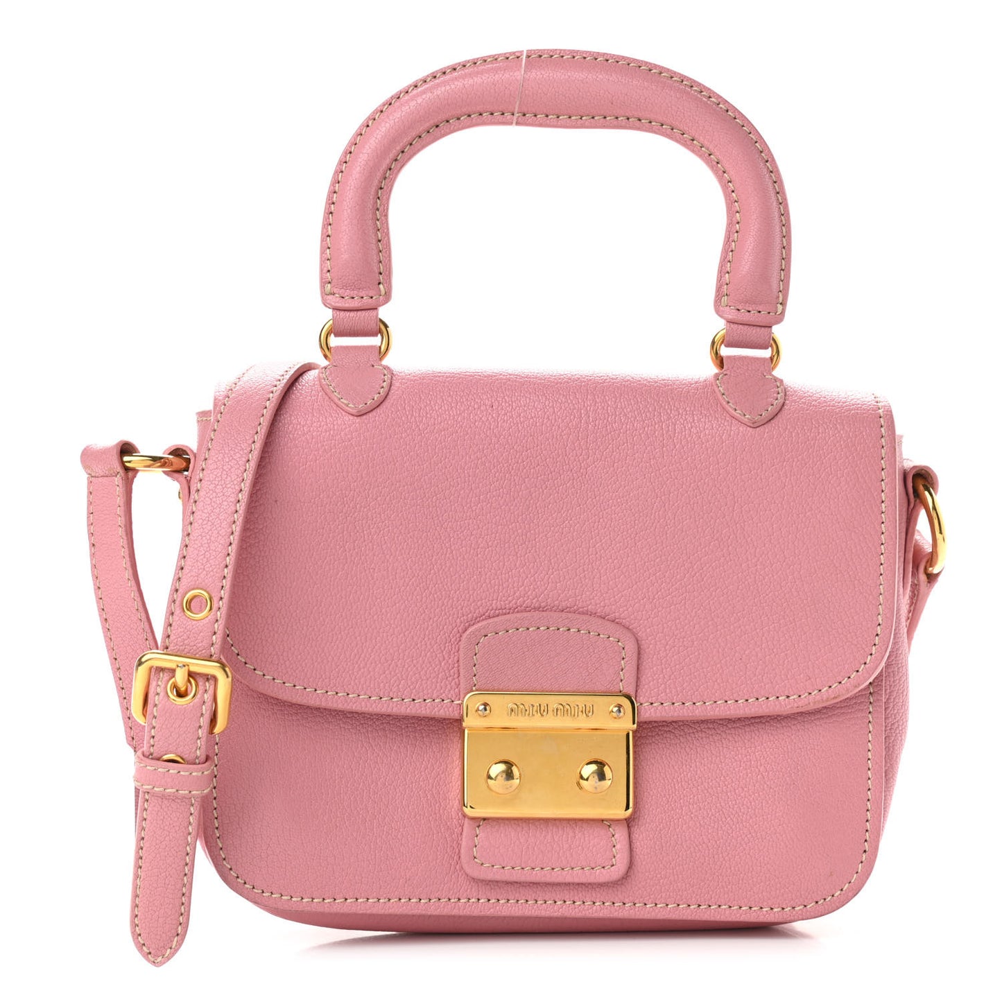 Goatskin Madras Top Handle Shoulder Bag Rosa