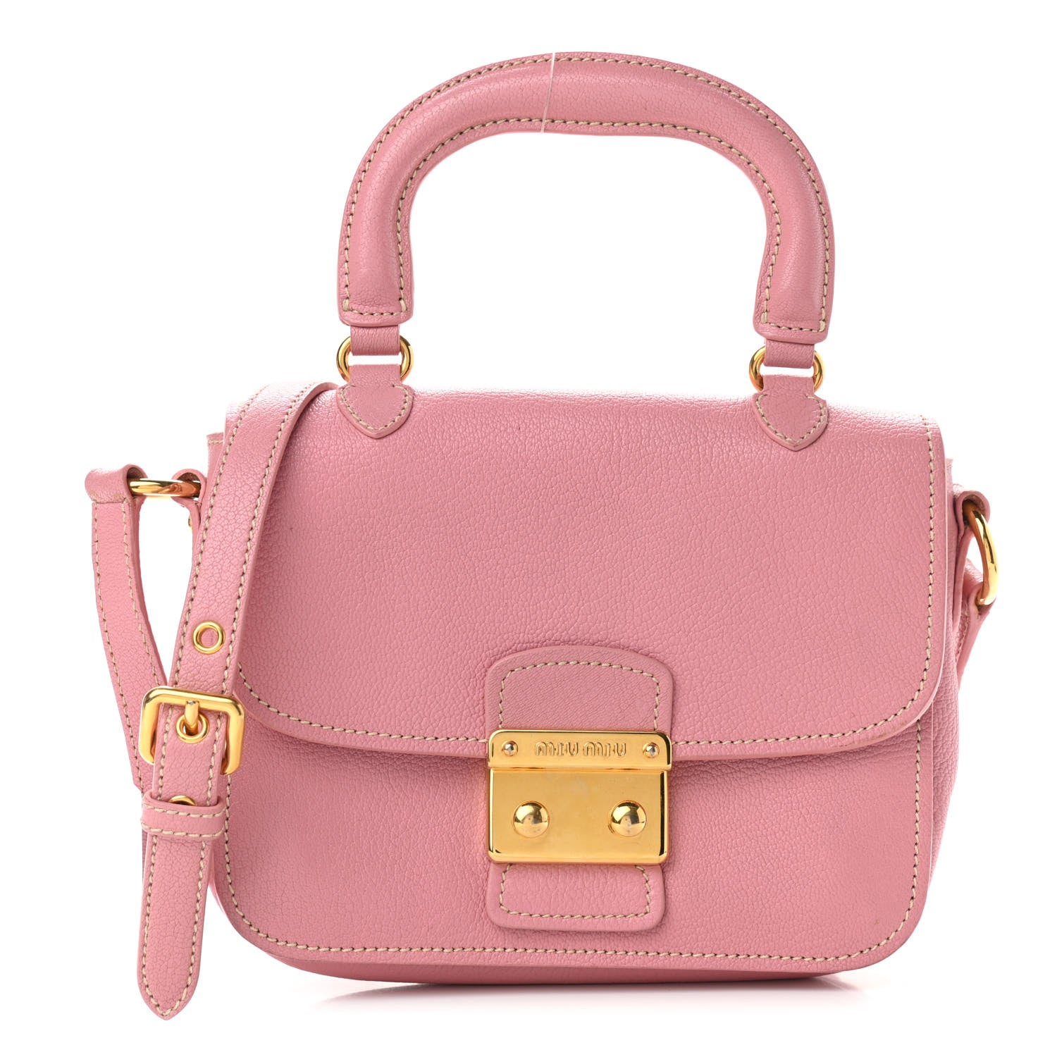 Miu Miu Goatskin Madras Top Handle Shoulder Bag Rosa 1 of 10