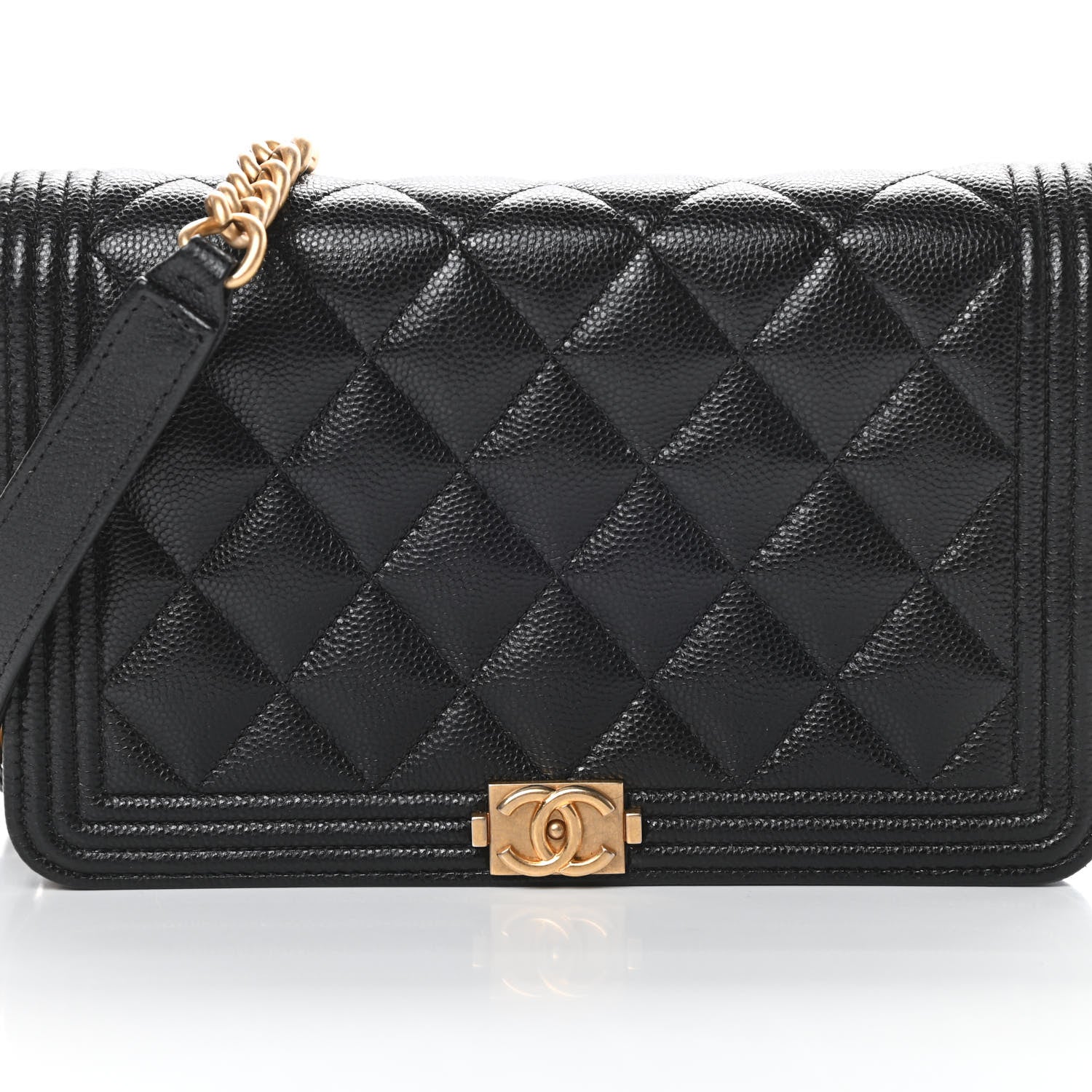 Chanel Caviar Quilted Boy Wallet On Chain WOC Black 9 of 13
