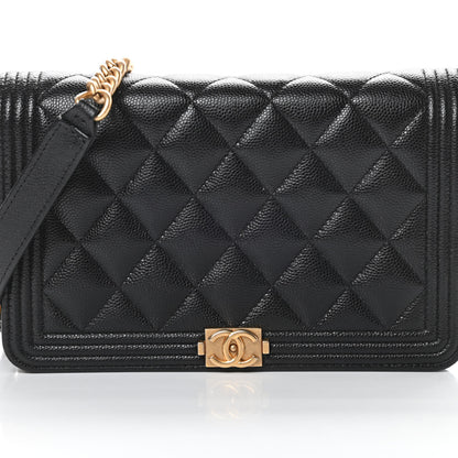 Chanel Caviar Quilted Boy Wallet On Chain WOC Black 9 of 13