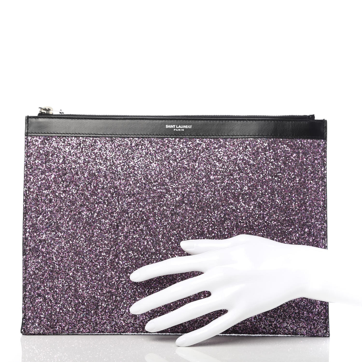Saint Laurent Calfskin Glitter Zipped Tablet Holder Purple 2 of 8