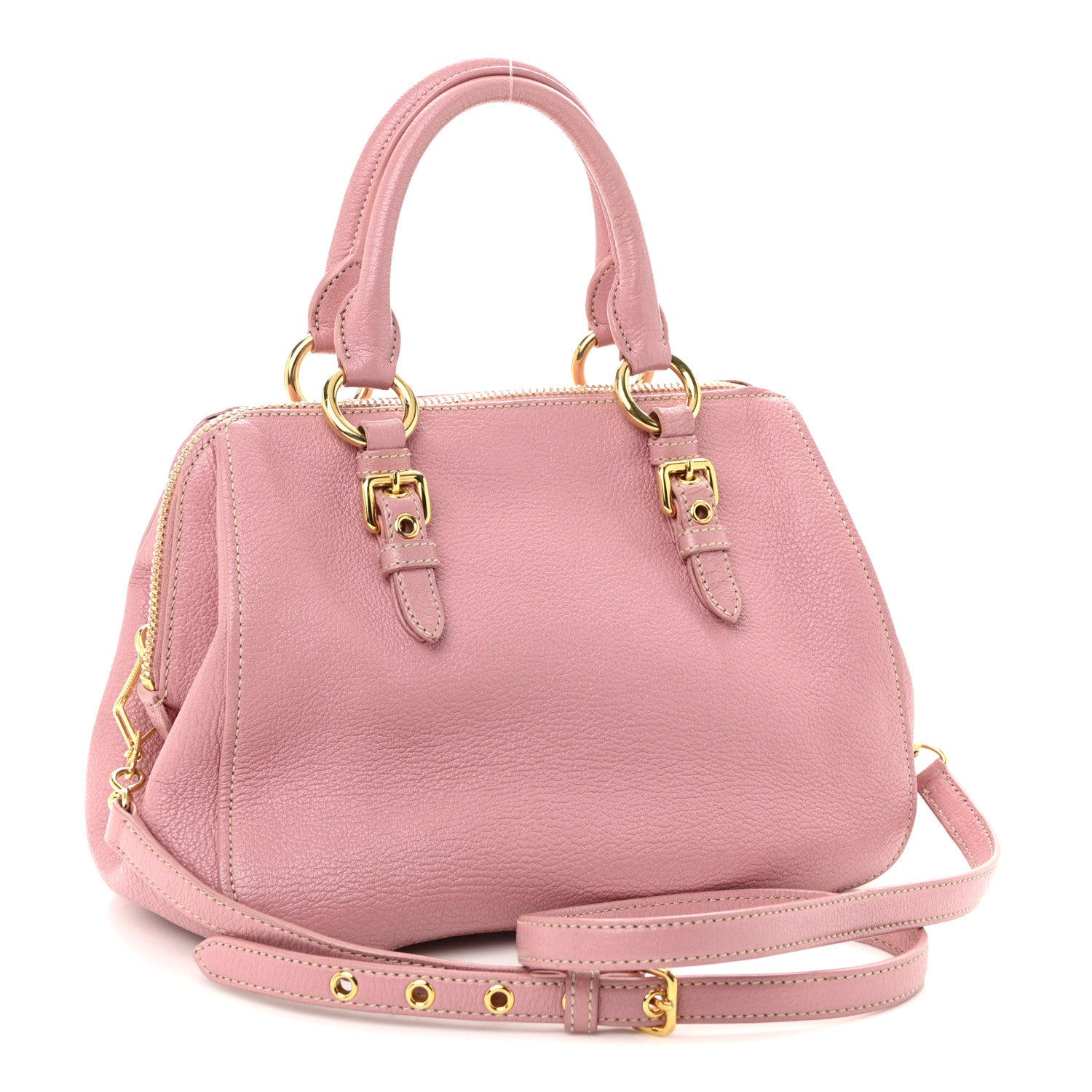 Miu Miu Goatskin Madras Bowling Bag Rosa 3 of 9