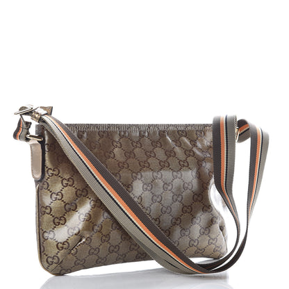 Gucci Crystal Monogram Web Small Flat Messenger Crossbody Bronze 3 of 13