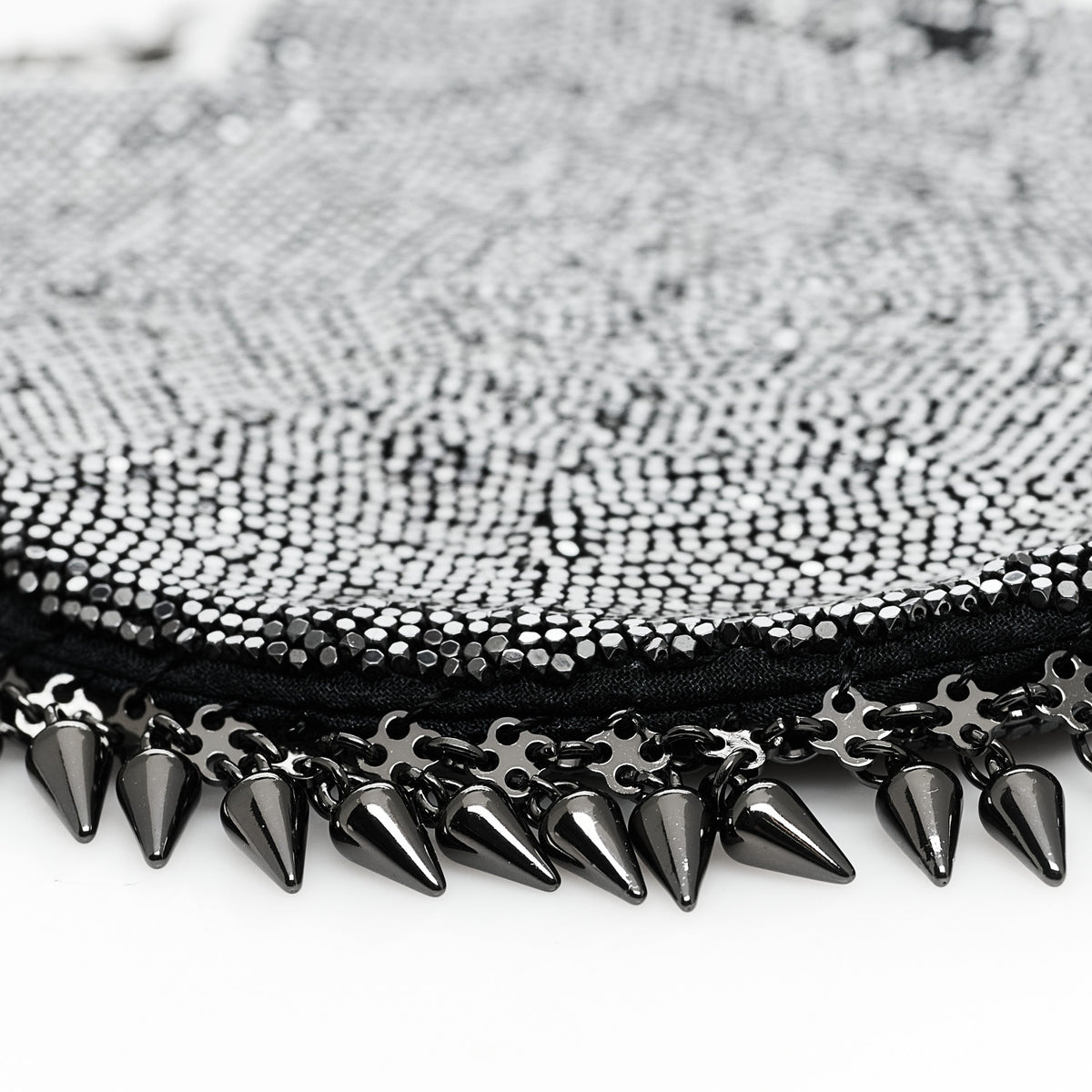 Satin Mesh Studded Mini Heart Bag Dark Rutenio