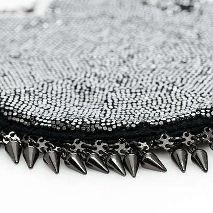 Saint Laurent Satin Mesh Studded Mini Heart Bag Dark Rutenio 9 of 9