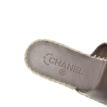 Chanel Calfskin CC Espadrille Mules 38 Beige 7 of 9