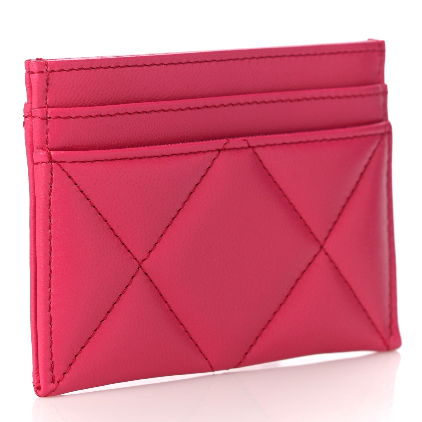 Shiny Goatskin Quilted 19 Card Holder Dark Pink