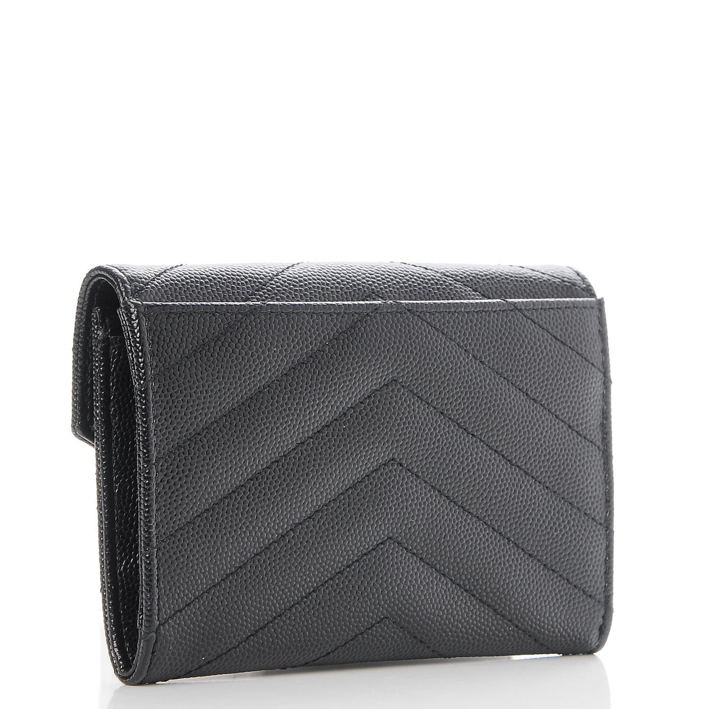Grain De Poudre Matelasse Chevron Small Monogram Envelope Wallet Black