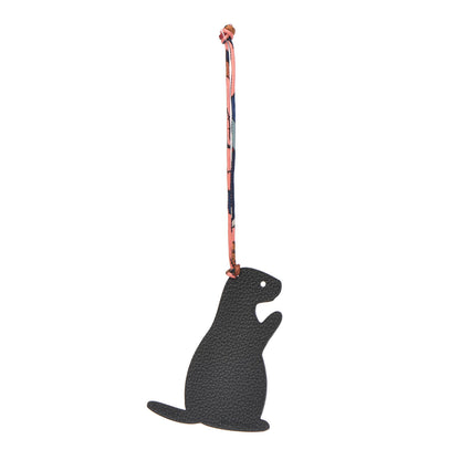 Hermes Epsom Togo Petit H Groundhog Bag Charm GM BRose Confetti 1 of 8