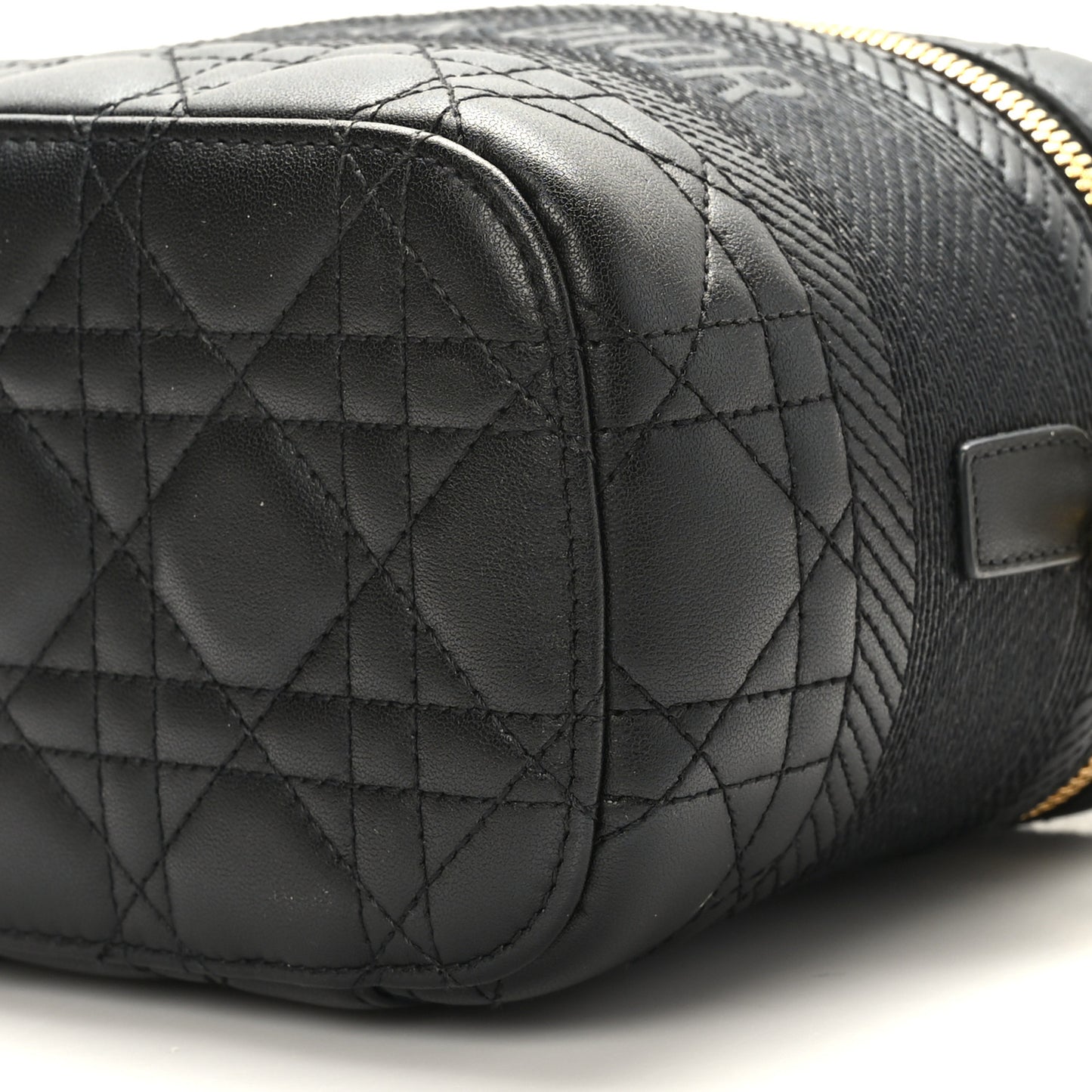 Lambskin Cannage Small Diortravel Vanity Case Black