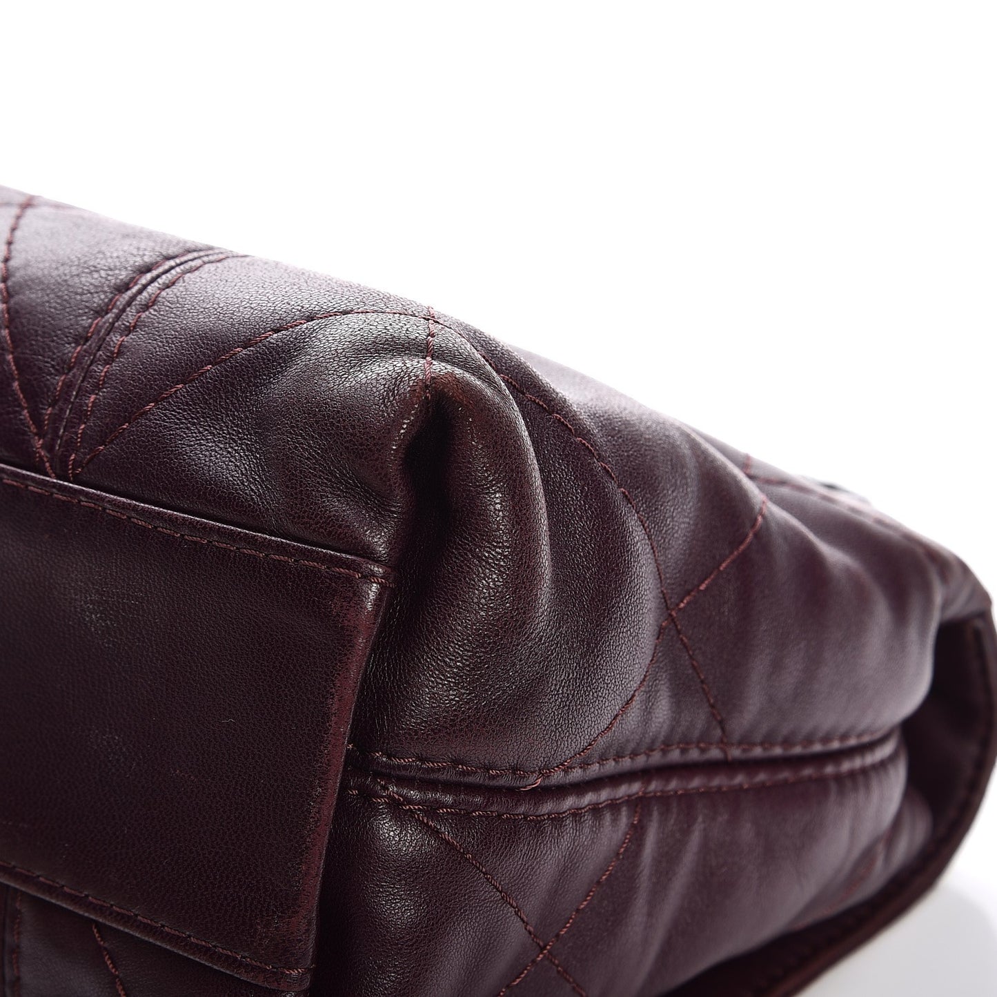 Lambskin Quilted Large Soft Touch Flap Burgundy