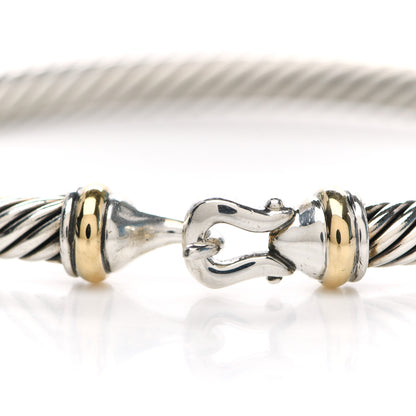 David Yurman Sterling Silver 18K Yellow Gold 5mm Cable Classic Buckle Bracelet 4 of 4