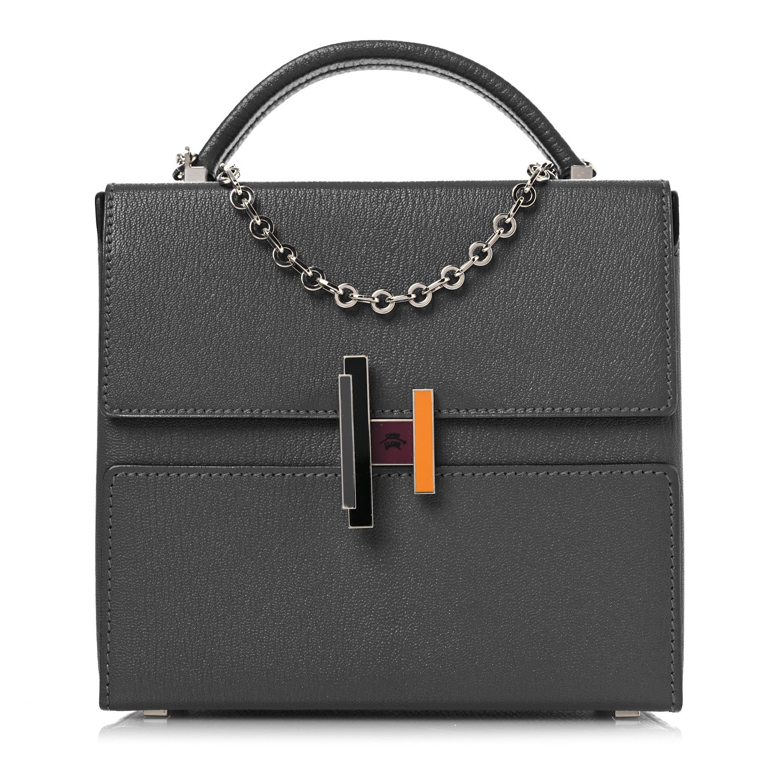 Hermes Chevre Mysore Enamel Cinhetic Boxy Top Handle Bag Deep Bleu 1 of 13