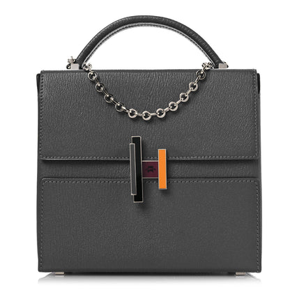 Hermes Chevre Mysore Enamel Cinhetic Boxy Top Handle Bag Deep Bleu 1 of 13
