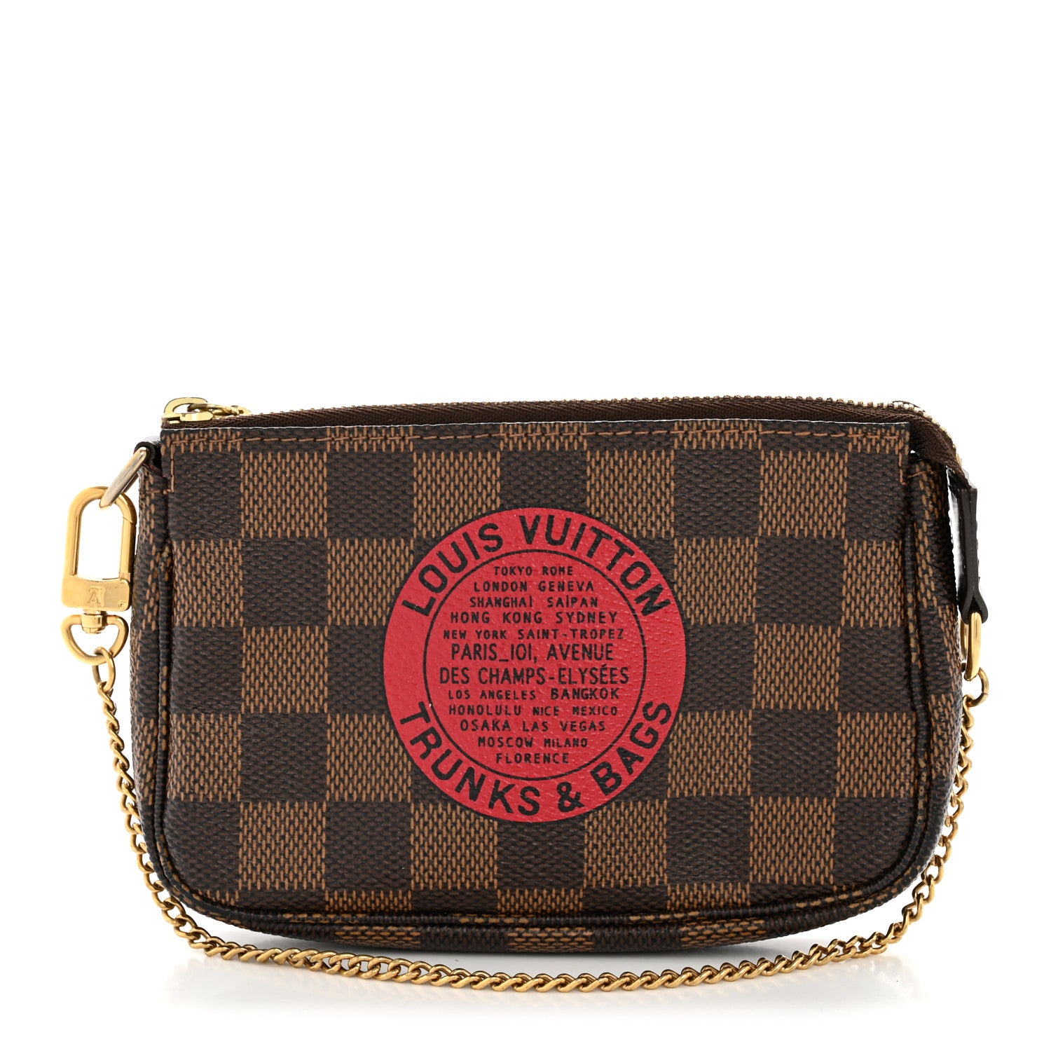 Louis Vuitton Damier Ebene Complice Trunks and Bags Mini Pochette Accessories Red 1 of 8