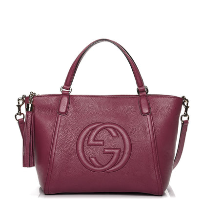 Gucci Pebbled Calfskin Small Soho Top Handle Bag Peonia Flower 1 of 8